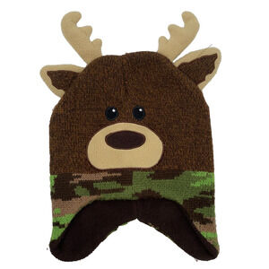 Deer Animal Beanie Hat Cap Youth Toddler 2T-5T Brown Antlers Healthtex Play Snow